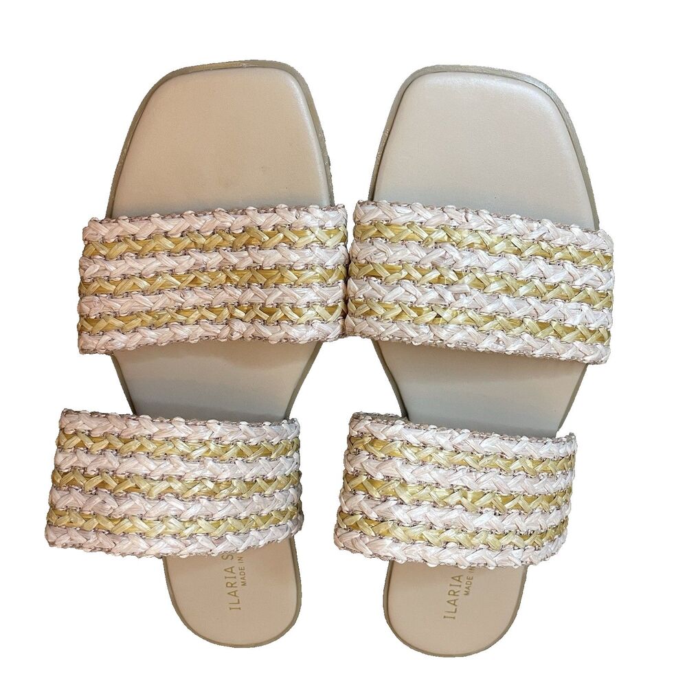 Ilaria Sartori Open Toe Braided Band Slides Size 9.5 Made In Italy Summer Beach - Picture 3 of 6